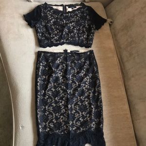 Olivaceous two piece lace dress